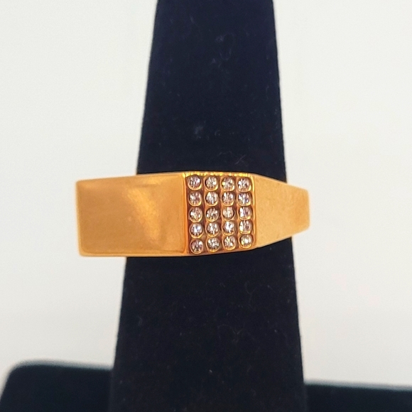 Vita Fede Octagon 24k Rose Gold-Plated Swarovski Crystals Ring New